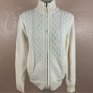 NEW Cream Cable Knit Zip Sweater Jacket